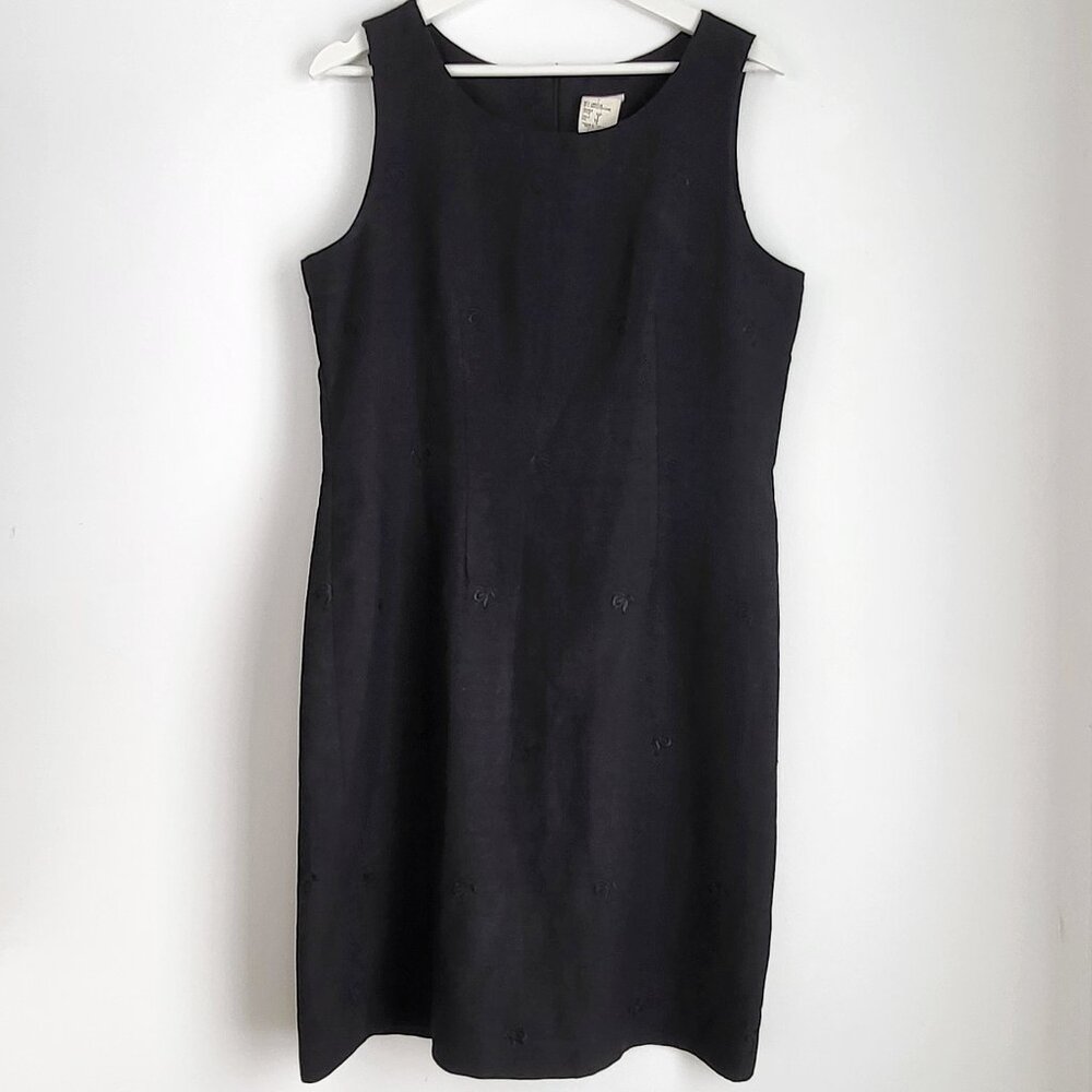 Made in Canada 90s Linen Rayon Minimalist Black Dress I Size 10
